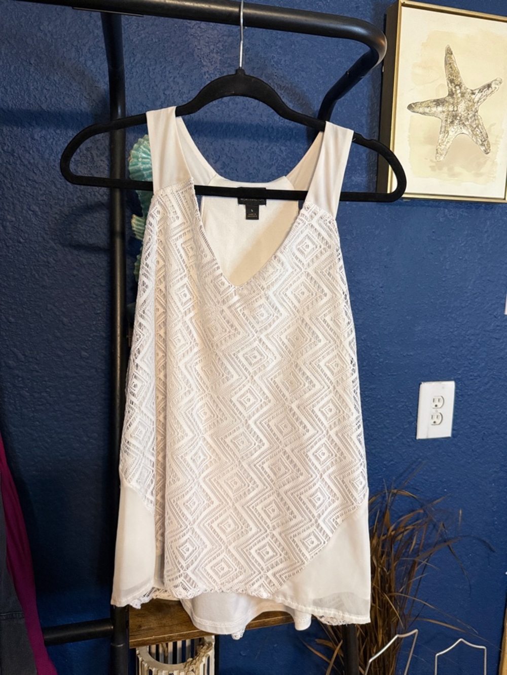 White Lace Overlay Tank Top